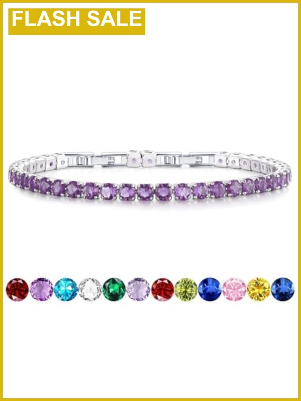 HEEYA Birthstone Tennis Bracelet Gold Plated Adjustable CZ Jewelry